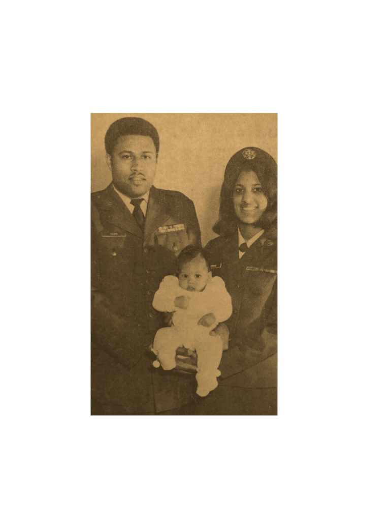newspaper article photo of raymond thorpe jr as a baby with dad and mom.